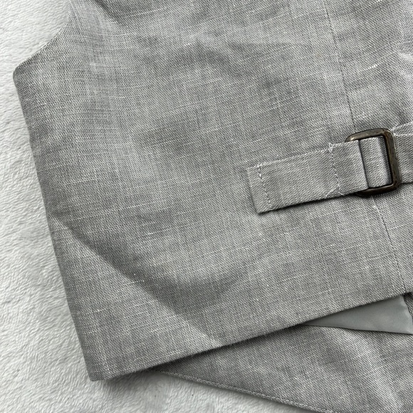 Janie & Jack 3 Linen Cotton Blend Gray Special Occasion Vest - Picture 8 of 9